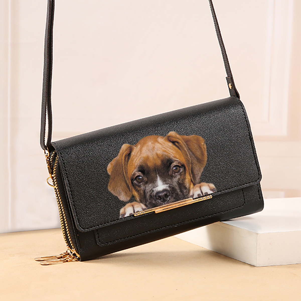 Can You See - Boxerhund Umhängetasche Damen Clutch V1