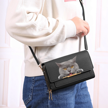 Can You See - Britisch Kurzhaar Katze Umhängetasche Damen Clutch V1