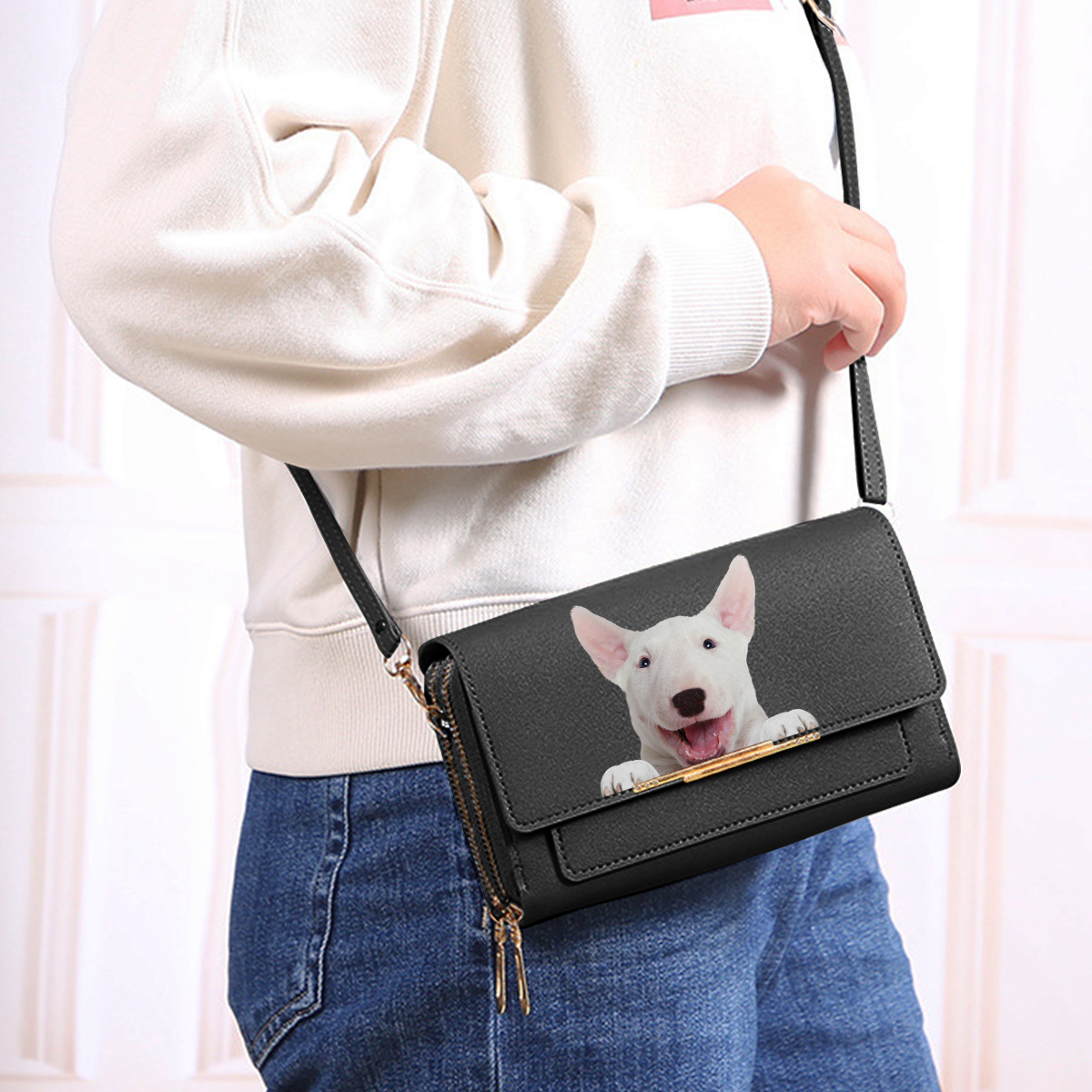 Can You See - Bull Terrier Crossbody Purse Women Clutch V2