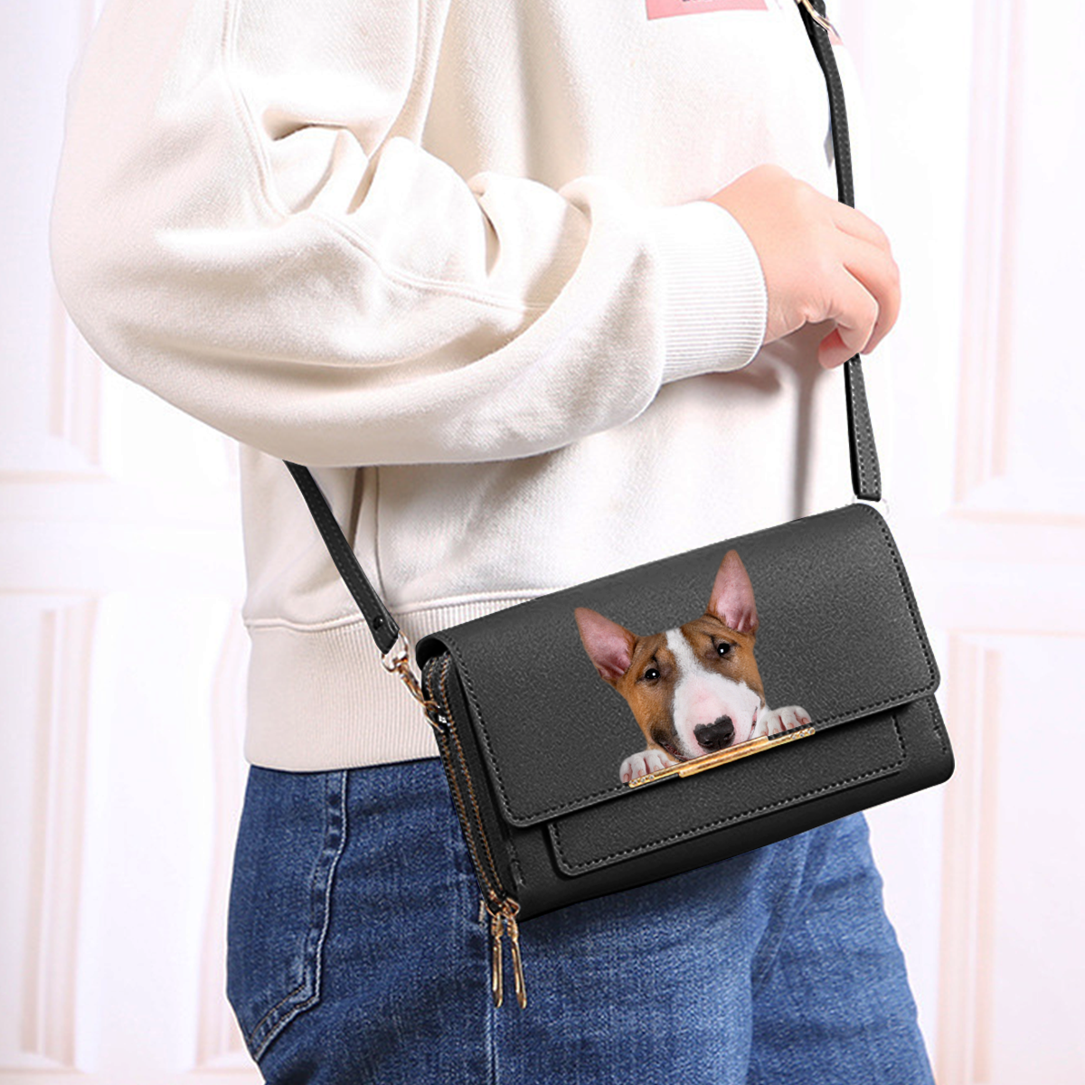 Can You See - Bull Terrier Crossbody Purse Women Clutch V3