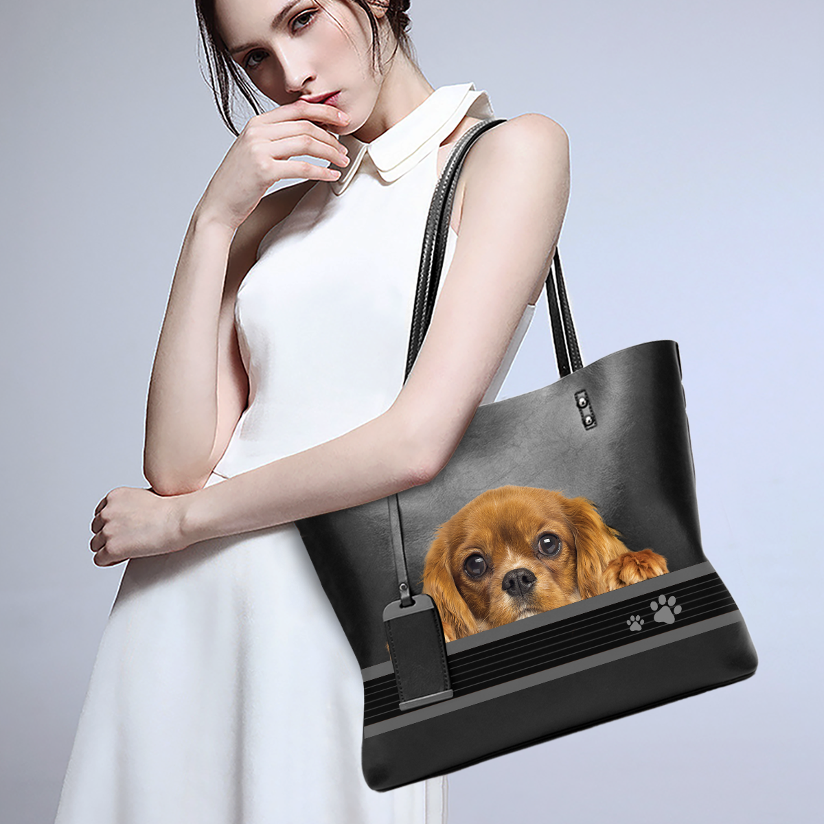 Can You See - Cavalier King Charles Spaniel Glamour Handtasche V1