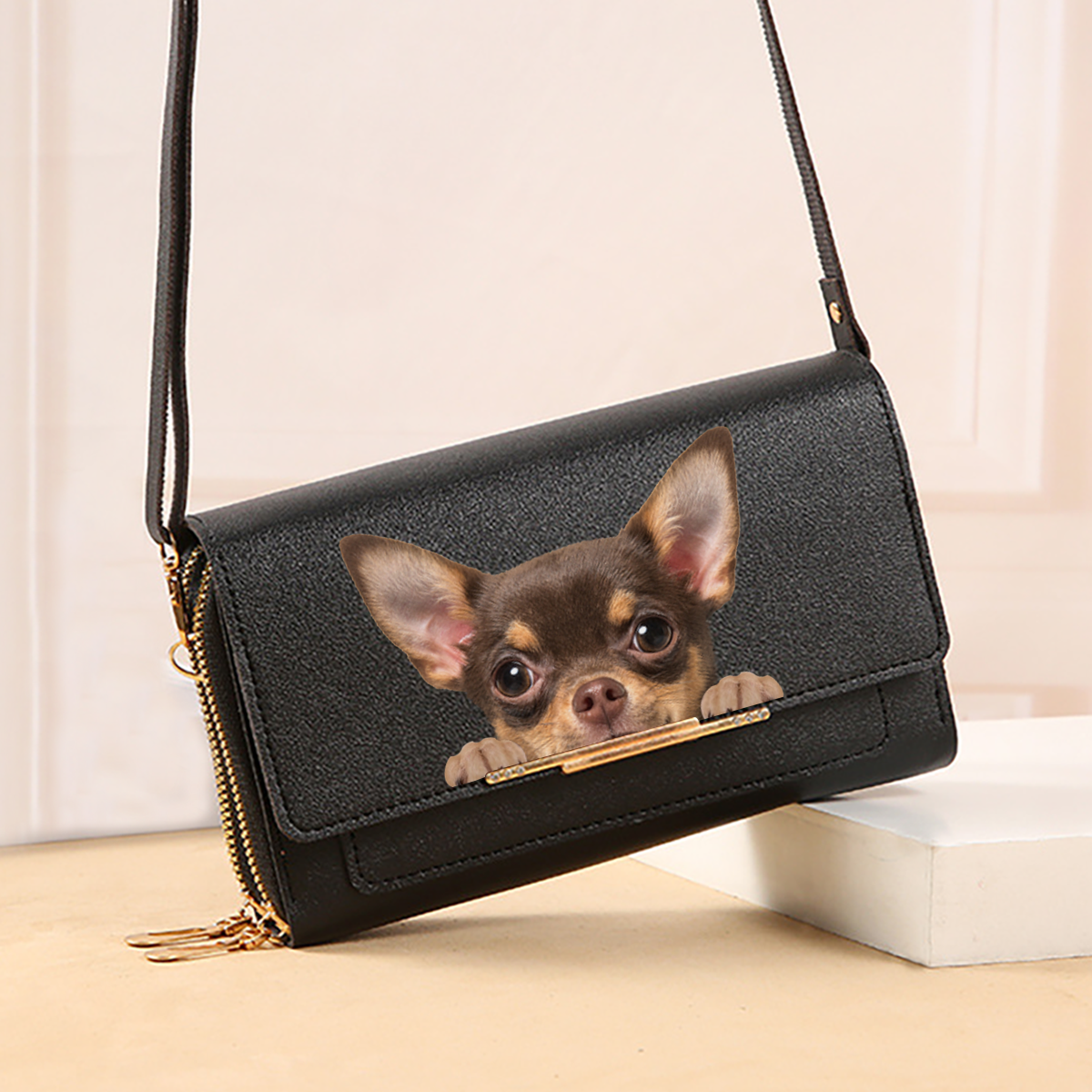 Can You See - Chihuahua Umhängetasche Damen Clutch V1