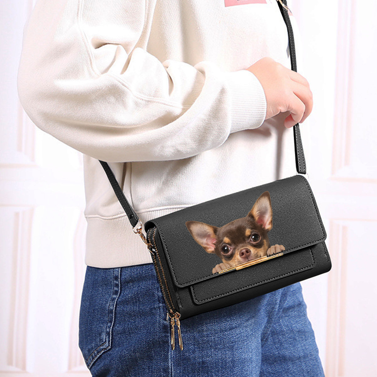 Pouvez-vous voir - Chihuahua Sac à main à bandoulière Pochette pour femme V1