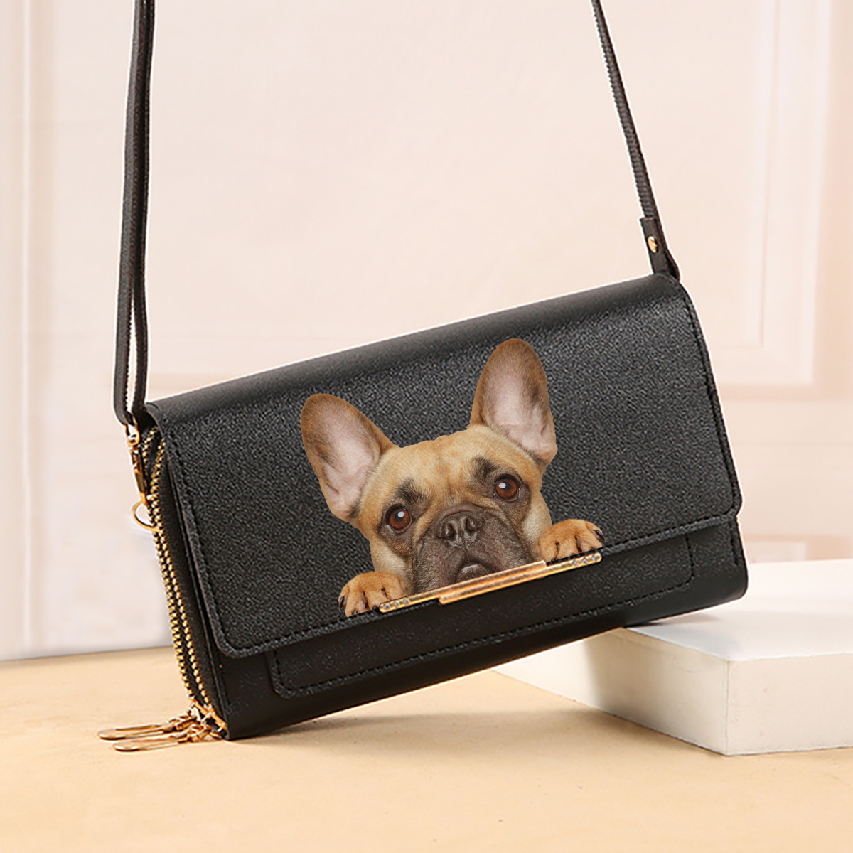 Can You See - Sac à main à bandoulière bouledogue français pour femme V1