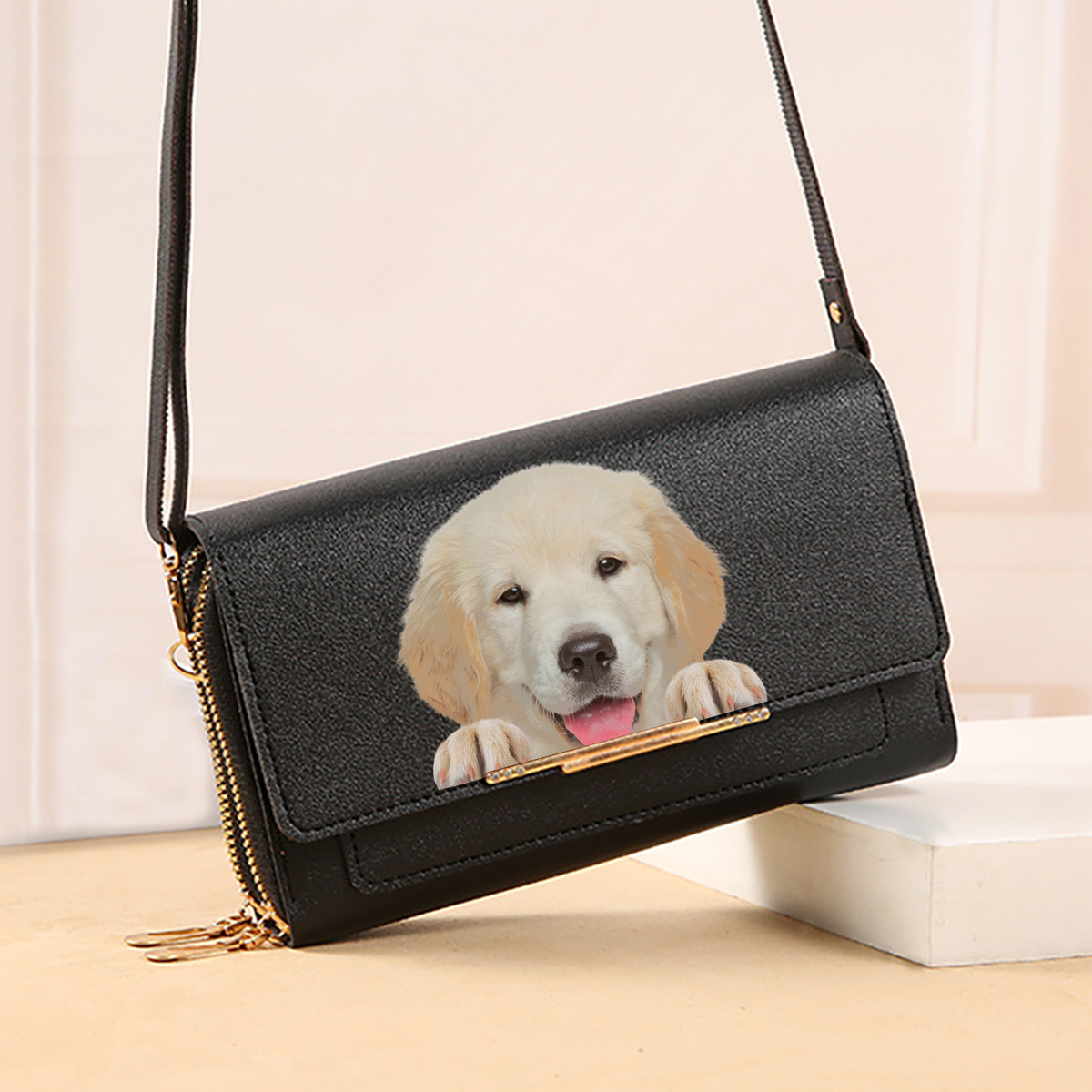 Pouvez-vous voir - Golden Retriever Sac à main à bandoulière Pochette pour femme V1