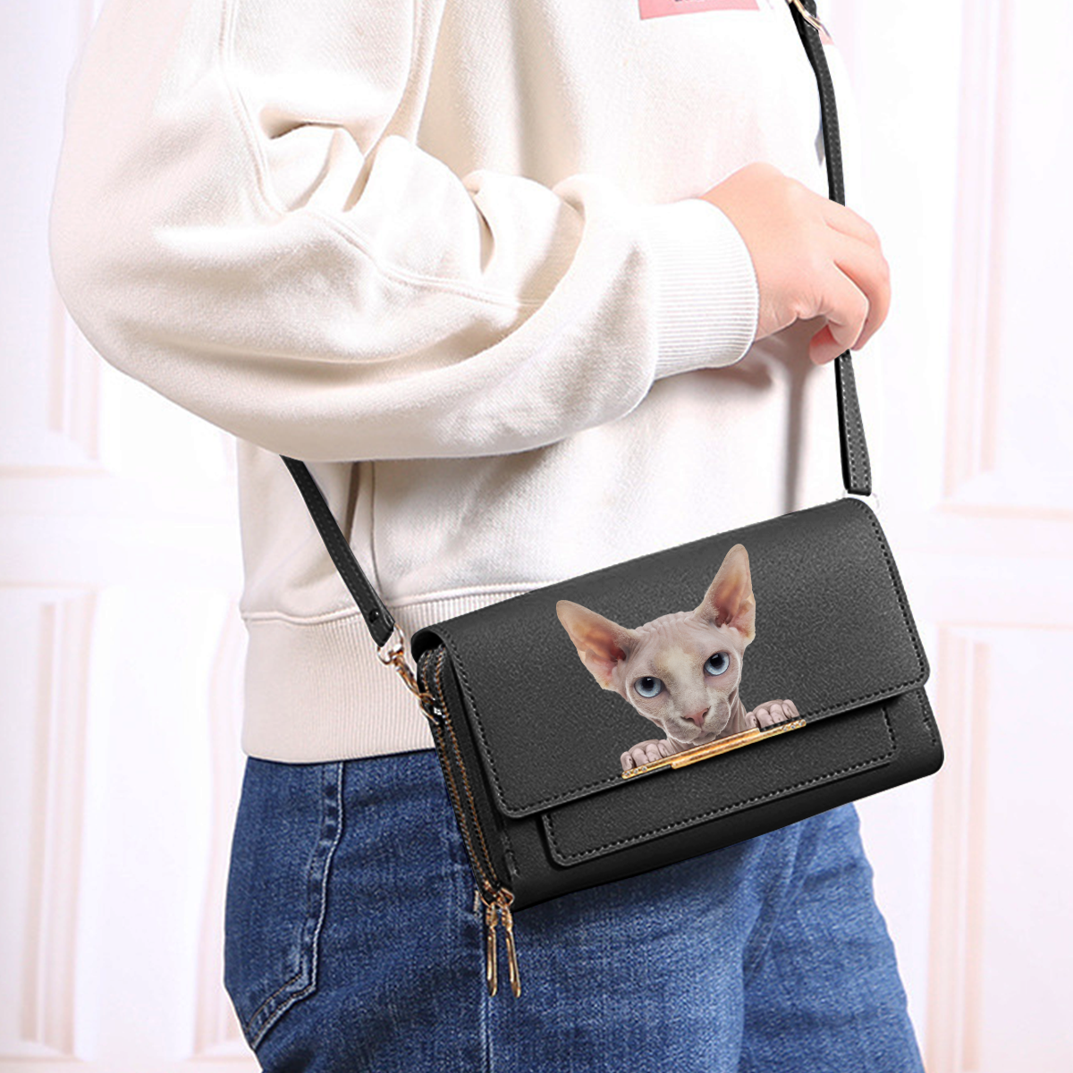 Pouvez-vous voir - Sphynx Cat Sac à main à bandoulière pour femme V1