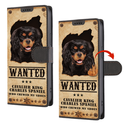 Cavalier King Charles Spaniel Wanted - Étui portefeuille amusant pour téléphone V3