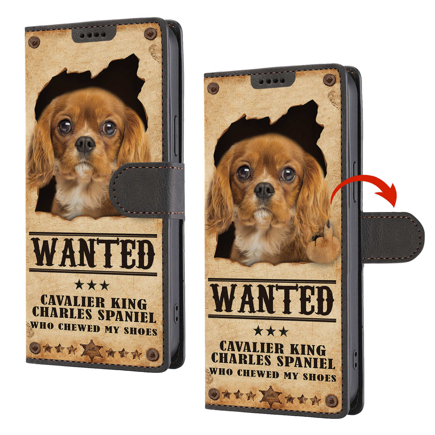 Cavalier King Charles Spaniel Wanted - Fun Wallet Phone Case V4