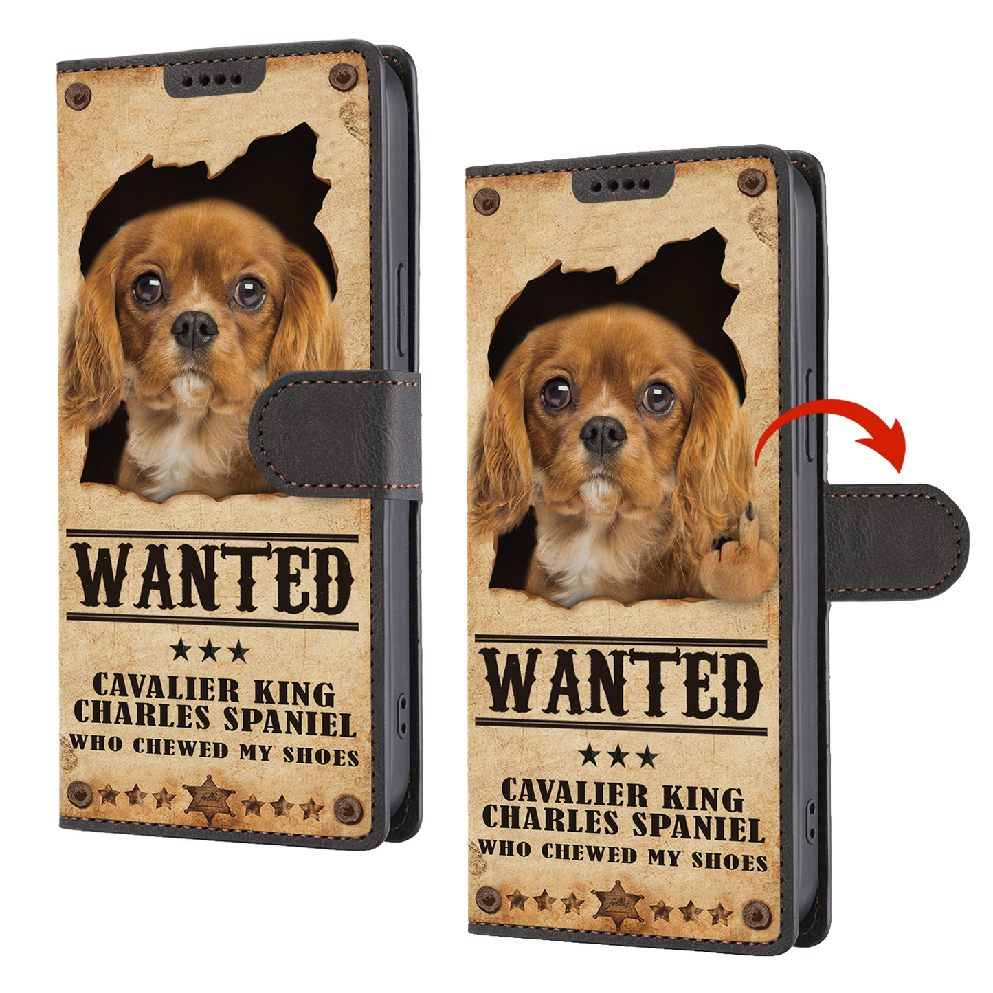 Cavalier King Charles Spaniel Wanted - Lustige Handyhülle mit Geldbörse V4