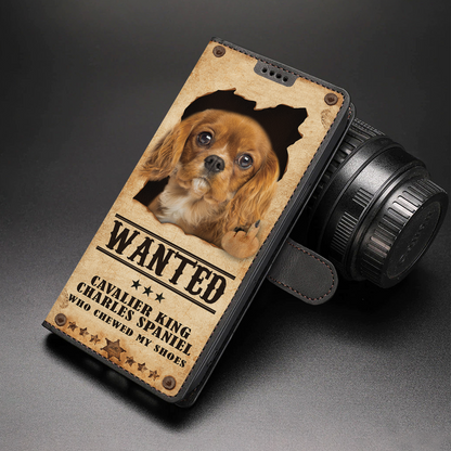 Cavalier King Charles Spaniel Wanted - Étui portefeuille amusant pour téléphone V4