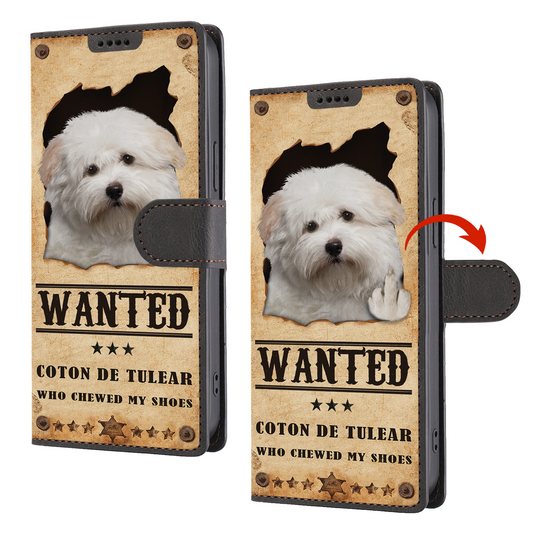 Coton De Tuléar Wanted - Étui portefeuille amusant pour téléphone V1