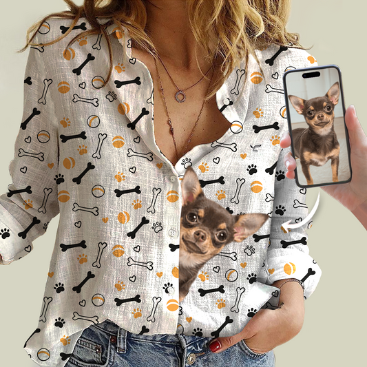 Cute Dog Mom - Blouse personnalisée avec la photo de votre animal