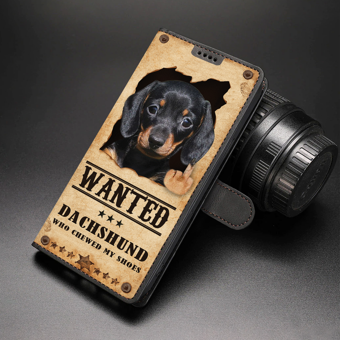 Dachshund Wanted - Fun Wallet Phone Case V1