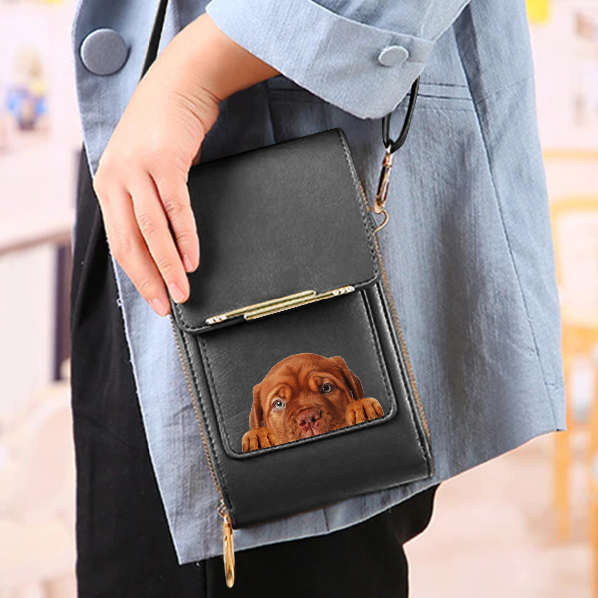 Dogue de Bordeaux - Étui portefeuille pour téléphone à écran tactile, sac à bandoulière V1