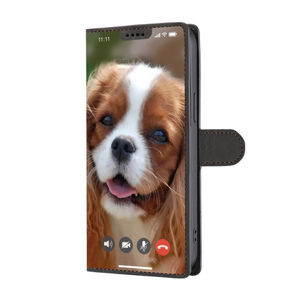 Face Time avec Cavalier King Charles Spaniel - Étui portefeuille V1