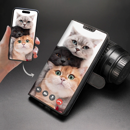 Face Time With Your Cat - Étui portefeuille personnalisé avec la photo de votre animal