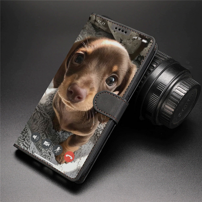 Face Time With Your Dog - Étui portefeuille personnalisé avec la photo de votre animal