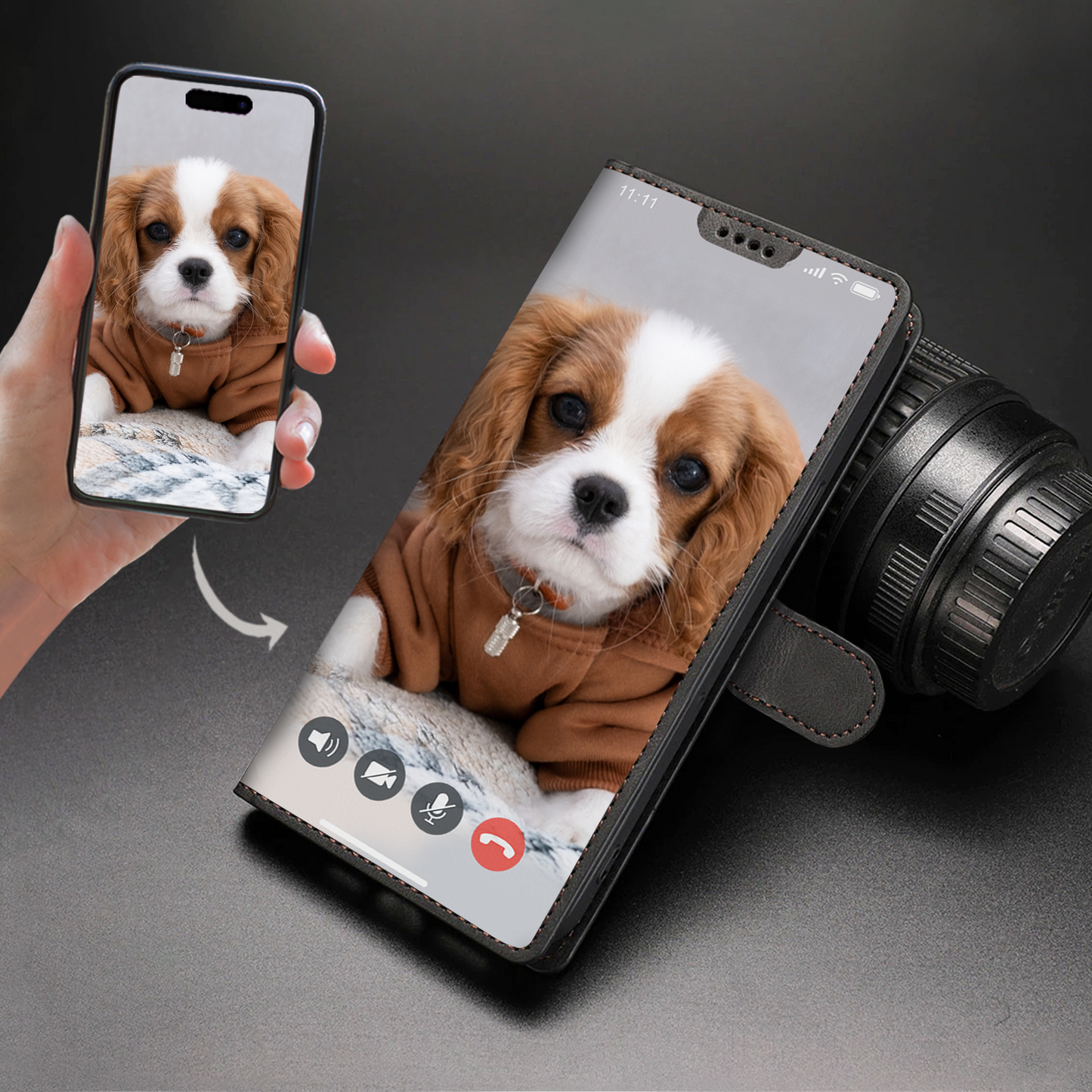 Face Time With Your Dog - Étui portefeuille personnalisé avec la photo de votre animal