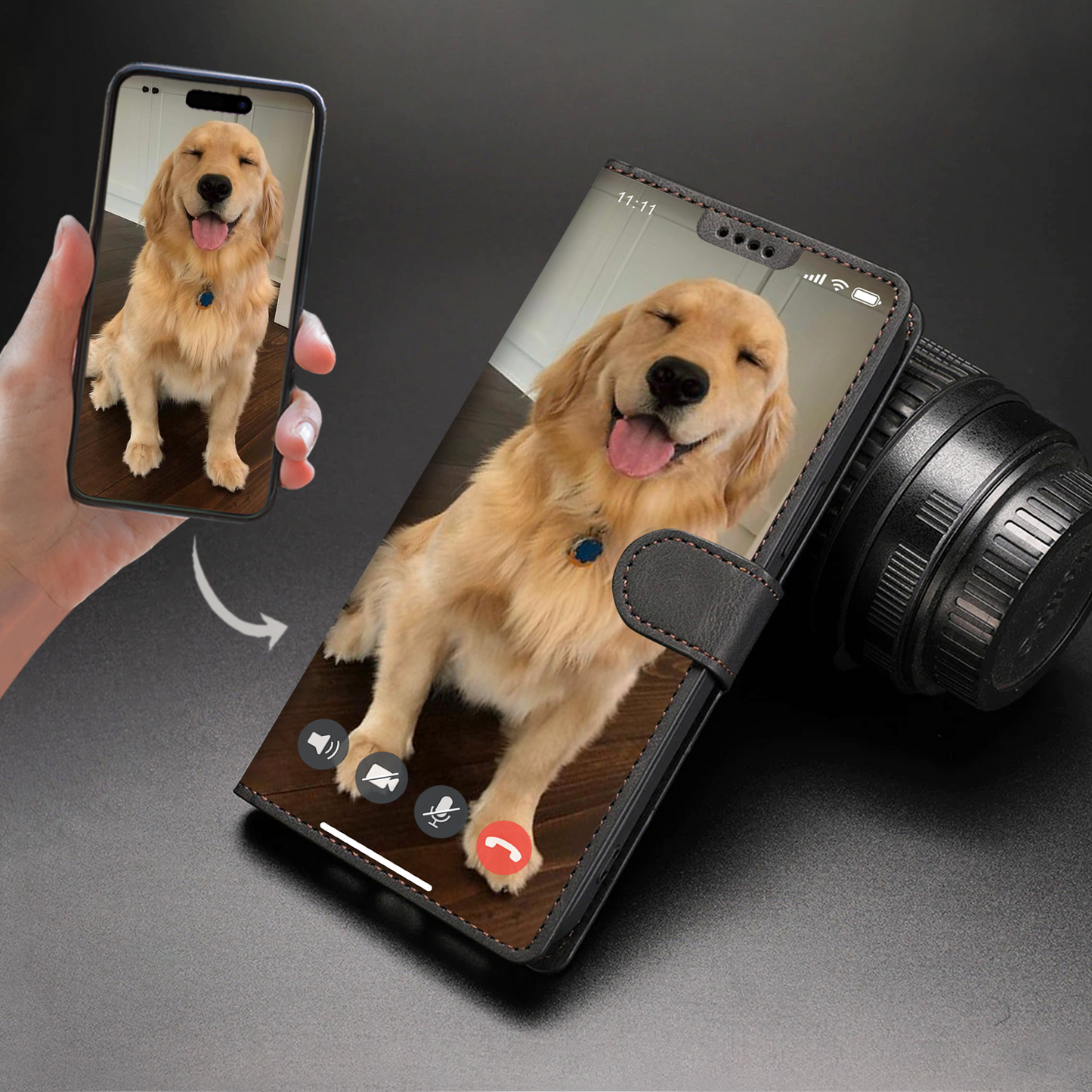 Face Time With Your Dog - Étui portefeuille personnalisé avec la photo de votre animal