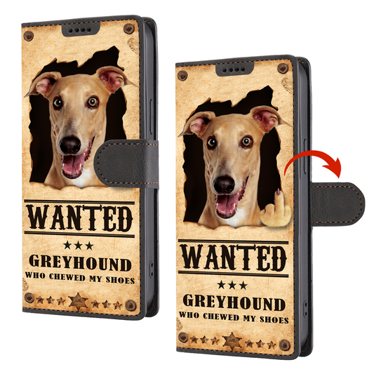 Greyhound Wanted - Étui portefeuille amusant pour téléphone V1