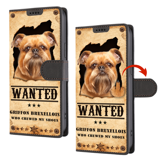 Griffon Bruxellois Wanted - Lustige Handyhülle mit Geldbörse V1