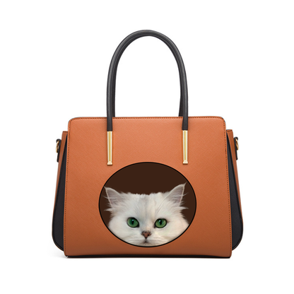 Ratet mal, wer ich bin – personalisierte klassische Handtasche mit dem Foto Ihres Haustieres V1