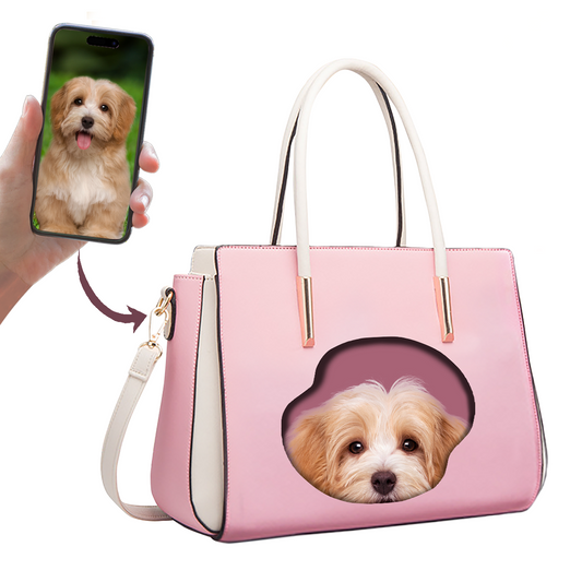 Ratet mal, wer ich bin – personalisierte klassische Handtasche mit dem Foto Ihres Haustieres V4