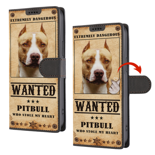 Heart Thief American Pit Bull Terrier - Étui portefeuille pour téléphone inspiré de l'amour V1