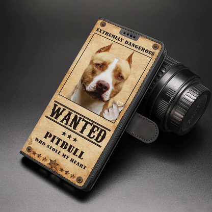Heart Thief American Pit Bull Terrier - Étui portefeuille pour téléphone inspiré de l'amour V1