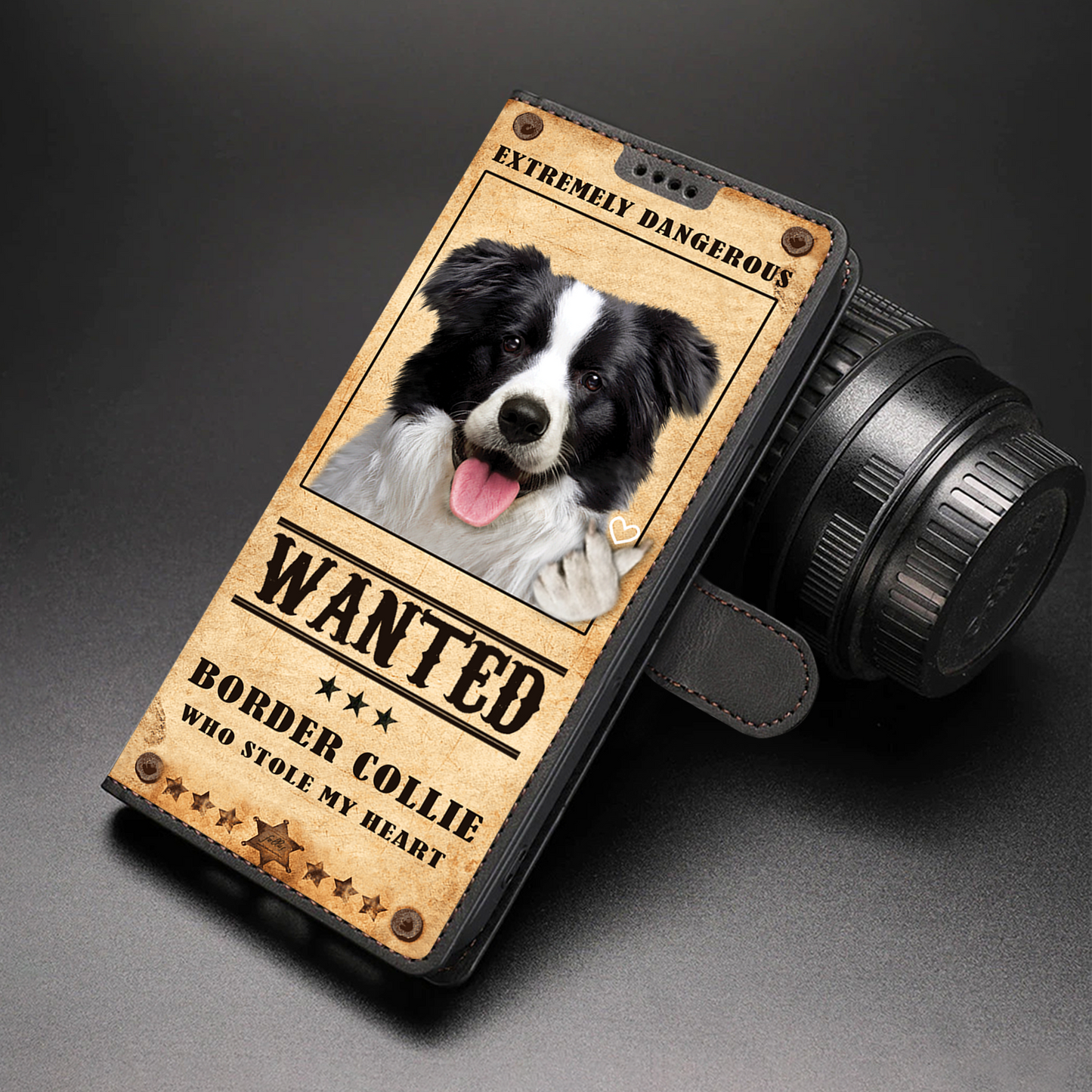 Heart Thief Border Collie - Love Inspired Wallet Phone Case V1