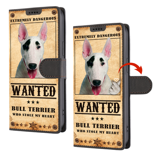 Heart Thief Bull Terrier - Étui de téléphone portefeuille inspiré de l'amour V1