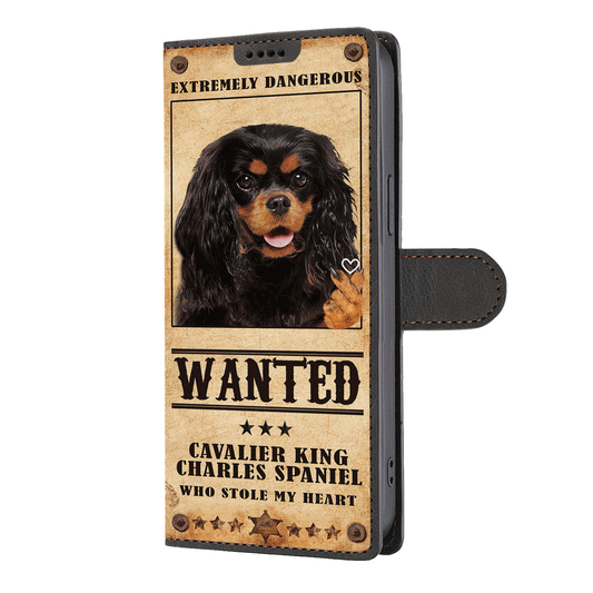 Heart Thief Cavalier King Charles Spaniel - Étui de téléphone portefeuille inspiré de l'amour V3