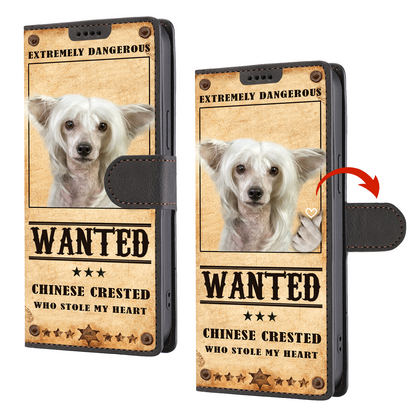 Heart Thief Chinese Crested - Étui de téléphone portefeuille inspiré de l'amour V1