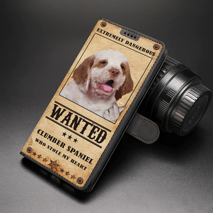 Heart Thief Clumber Spaniel - Étui de téléphone portefeuille inspiré de l'amour V1