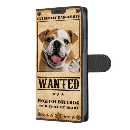 Heart Thief English Bulldog - Étui portefeuille pour téléphone inspiré de l'amour V1