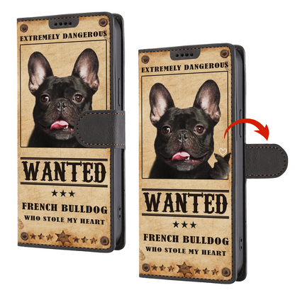 Heart Thief French Bulldog - Étui portefeuille pour téléphone inspiré de l'amour V2