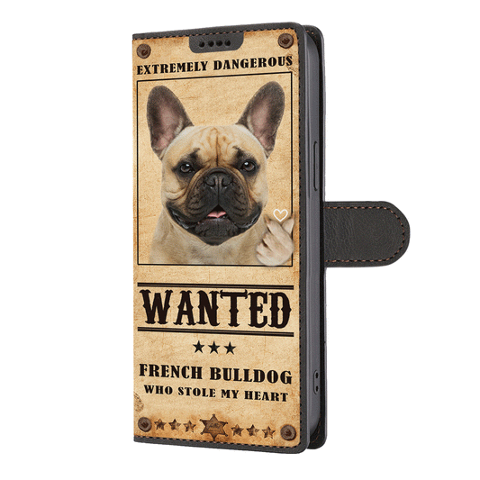 Heart Thief French Bulldog - Étui portefeuille pour téléphone inspiré de l'amour V1