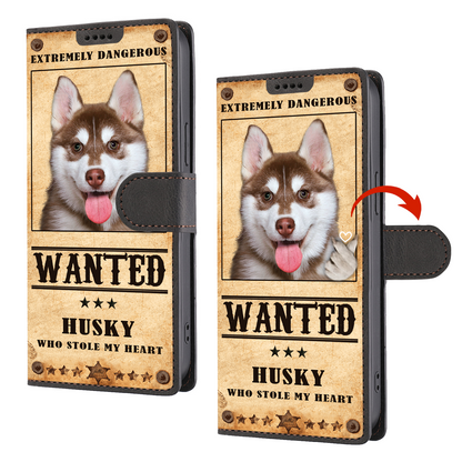 Heart Thief Husky - Étui de téléphone portefeuille inspiré de l'amour V1