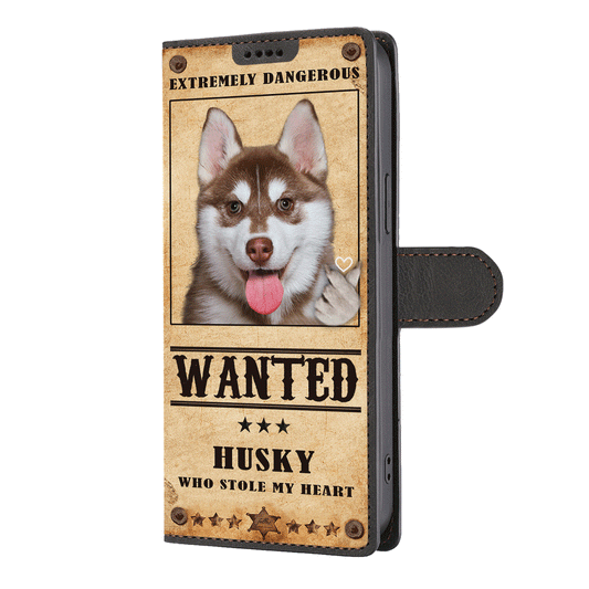 Heart Thief Husky - Étui de téléphone portefeuille inspiré de l'amour V1