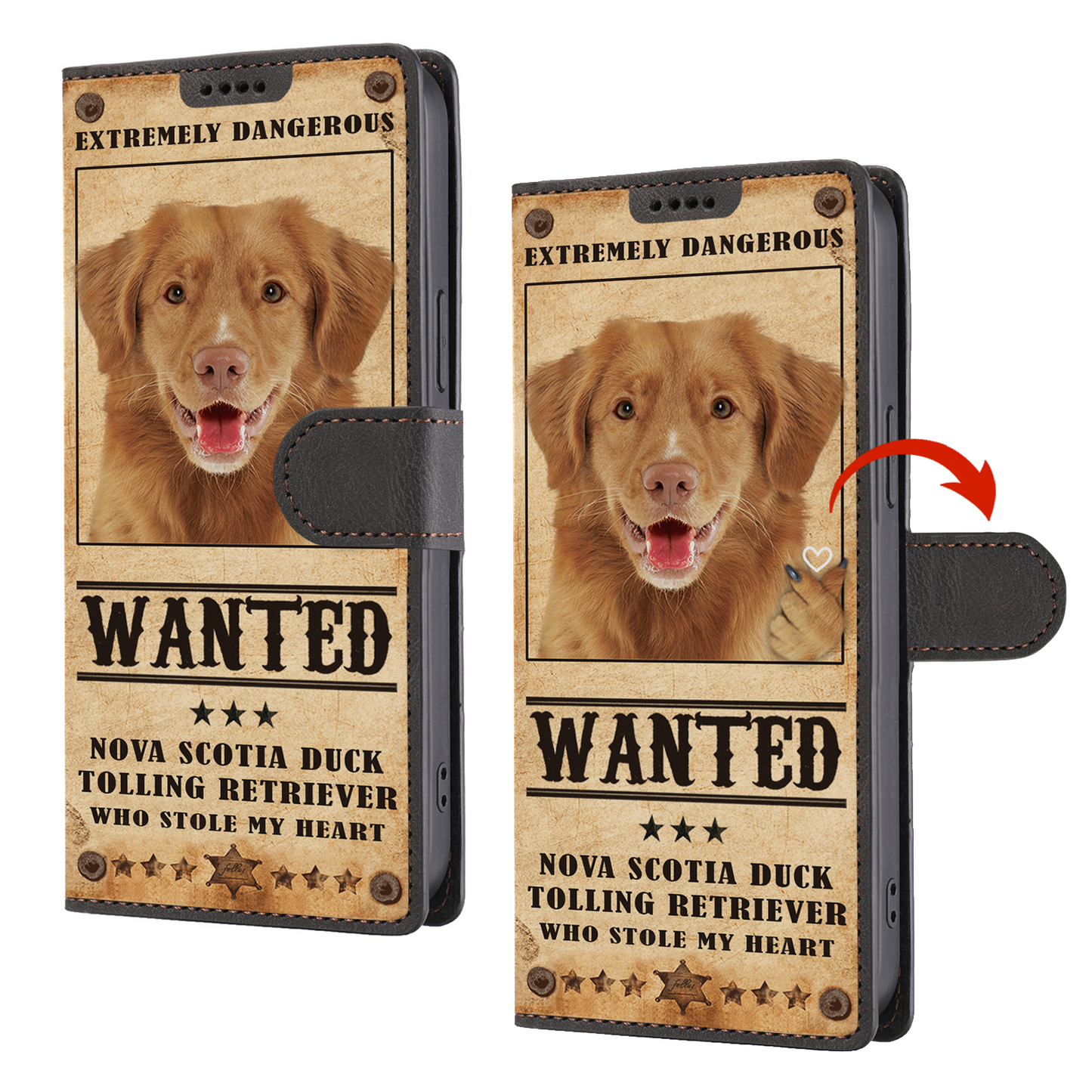 Heart Thief Nova Scotia Duck Tolling Retriever - Étui portefeuille pour téléphone inspiré de l'amour V1