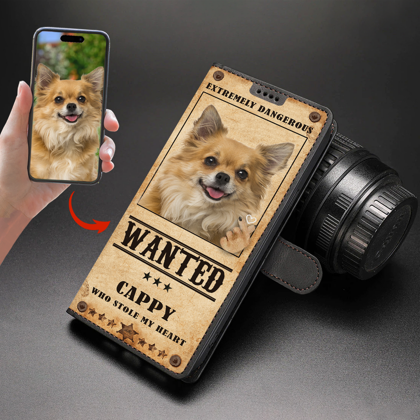 Heart Thief - Étui portefeuille personnalisé avec la photo de votre animal