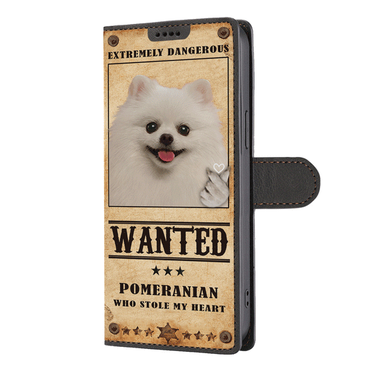 Heart Thief Pomeranian - Étui de téléphone portefeuille inspiré de l'amour V2