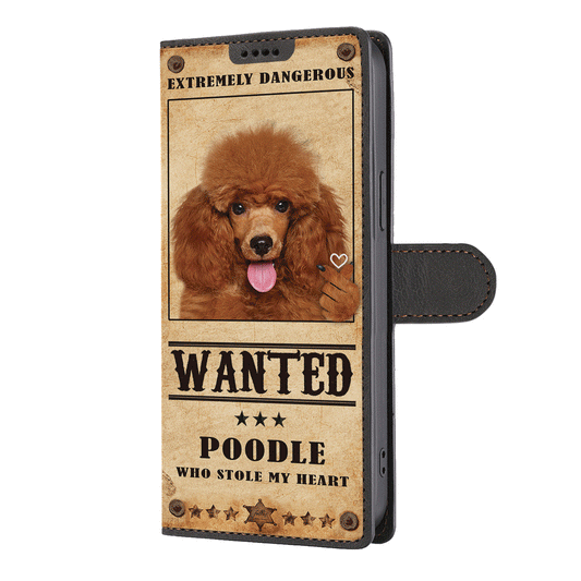 Heart Thief Poodle - Étui de téléphone portefeuille inspiré de l'amour V1