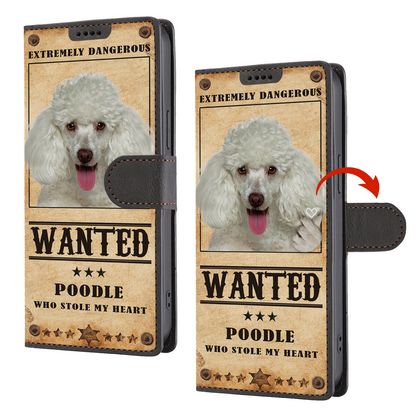 Heart Thief Poodle - Étui de téléphone portefeuille inspiré de l'amour V2