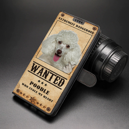 Heart Thief Poodle - Étui de téléphone portefeuille inspiré de l'amour V2