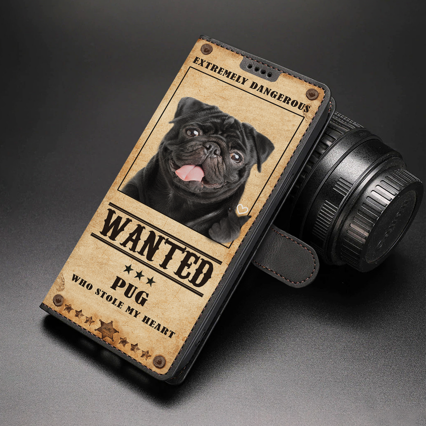 Heart Thief Pug - Love Inspired Wallet Phone Case V2