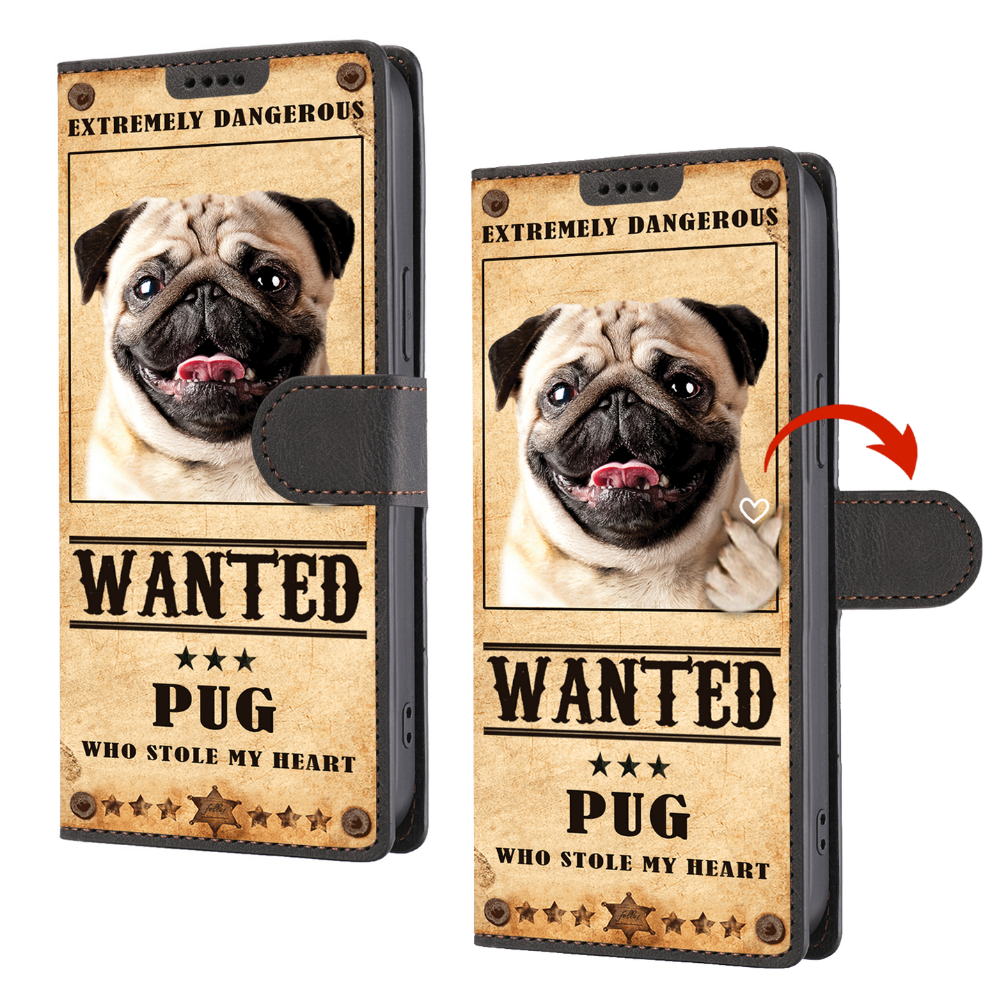Heart Thief Pug - Love Inspired Wallet Phone Case V1