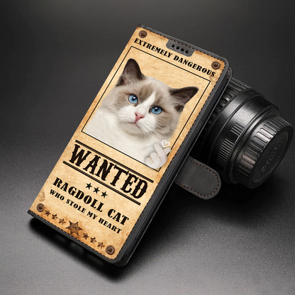 Heart Thief Ragdoll Cat - Étui de téléphone portefeuille inspiré de l'amour V1