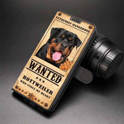 Heart Thief Rottweiler - Étui de téléphone portefeuille inspiré de l'amour V1