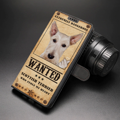 Heart Thief Scottish Terrier - Étui de téléphone portefeuille inspiré de l'amour V1
